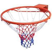 Vidaxl – Panier de basket 45 cm avec filet en polypropylène – Cadre en acier revêtu de poudre – Pour intérieur et extérieur – Couleur orange