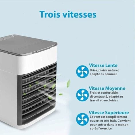 Tragbare 3-in-1-Mini-Klimaanlage mit Ventilator-, Kühler-, Luftbefeuchter- und Reinigungsfunktion. Einstellbar mit drei Betriebsgeschwindigkeiten.