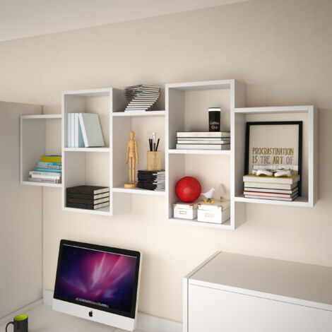 Estanteria Colgante Pared KUBUTKU Estantería Decorativa De Pared Con 3 Estantes 78 X 71 X 18 Estantería Pared