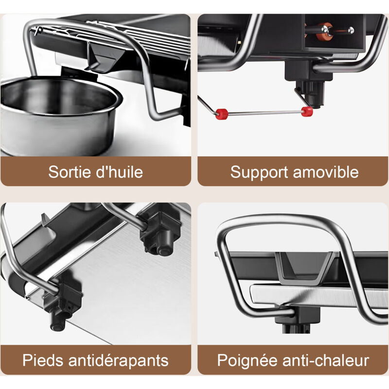 Plancha Électrique AEWHALE 2000W 3 En 1 - Anti-adhésive Et Sans Fumée