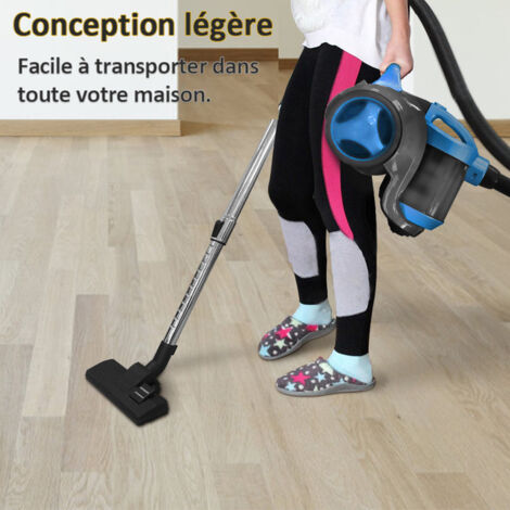 Aspirateur Traîneau sans sac Cyclonique - Aspirateur sans sac Compact 1200W pour Tapis et Sols durs- Capacité 3,0 L - Bleu