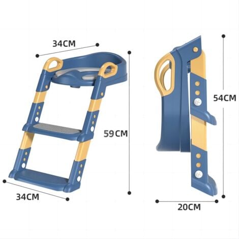 Reducteur toilette enfant avec Marche, Coussin - Siège de toilette Pliable, Hauteur réglable pour Garcon Fille - dès 3 ans