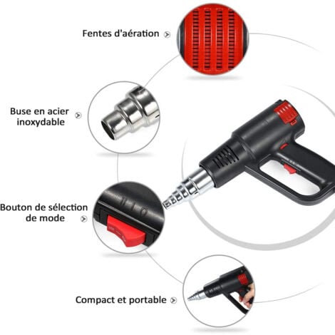 Décapeur Thermique, 2000W Magicfox, Pistolet Thermique Températures réglables 60-600℃ avec 6 Accessoires - écran LCD