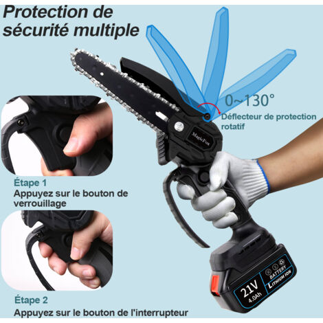 Mini tronçonneuse à batterie MAGICFOX -800W - 2 Batteries Rechargeables de 4000 mAh - 2 chaînes