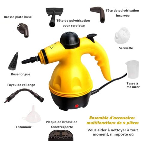 Magicfox Nettoyeur Vapeur Portable Polyvalent, avec 9 Accessoires pour Enlever des Taches de Canapé, Tapis, Vitre, Matelas, Sol etc