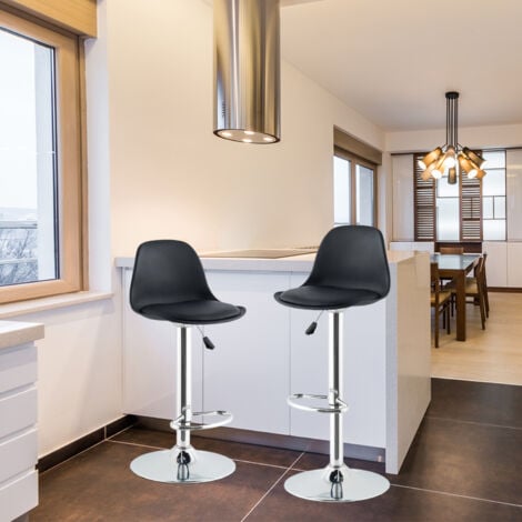 KITYTETY Tabourets de Bar et Cuisine Design SIG - Lot de 2 Chaises de Bar - Hauteur Réglable (Noir)