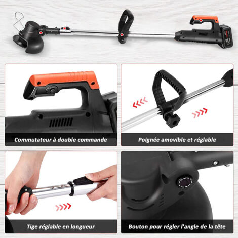 Débroussailleuse Électrique Sans Fil 21V - Légère, Puissante & Silencieuse Avec 2 Batteries - Parfaite Pour Taille-Bordures, Jardin & Élagage