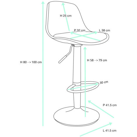 KITYTETY Tabourets de Bar et Cuisine Design SIG - Lot de 2 Chaises de Bar - Hauteur Réglable (Blanc)
