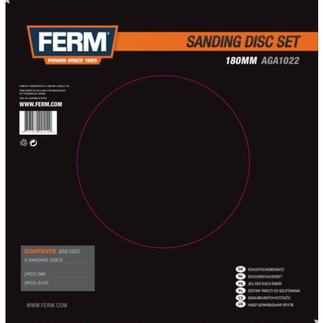 FERM AGA1022 Disques abrasifs 180mm 5 pc.