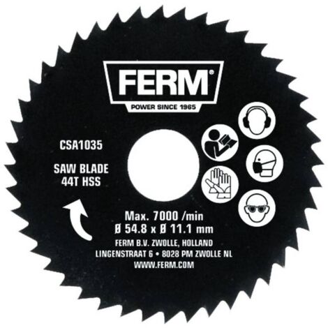 FERM CSA1035 Lame de scie 44T (HSS) - Adaptée pour stratifié - pour scie circulaire de précision (1/2)