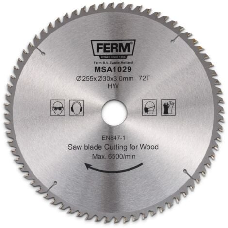 FERM MSA1029 Lame de scie 255x30/16 72 dents  TCT pour TSM1033 et TSM1034
