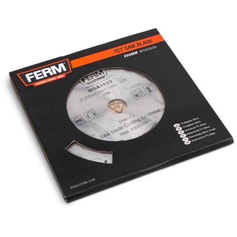 FERM MSA1029 Lame de scie 255x30/16 72 dents  TCT pour TSM1033 et TSM1034