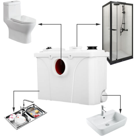 Pompe De Relevage Broyeuse Sanitaire 700W - Débit 190L/min - Hauteur 7m - 4 Entrées Pour Toilettes, Douche, évier - 6