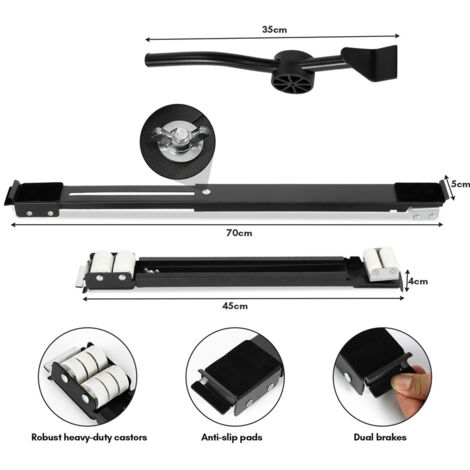 2 Supports Réglables Pour Machine à Laver - Base Antidérapante Charge 300 Kg - Pour Lave-linge, Frigo, Meubles - 3