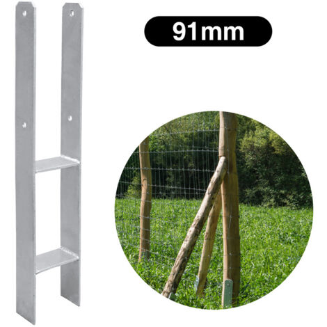 Support Poteau Clôture Galvanisé - 121 Mm - Fixation Béton Sans Creuser - Acier DX51D+Z275