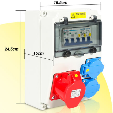 Distributeur électrique Mural 32A 16A 230V Avec FI/LS - Prêt à Poser Pour Chantier