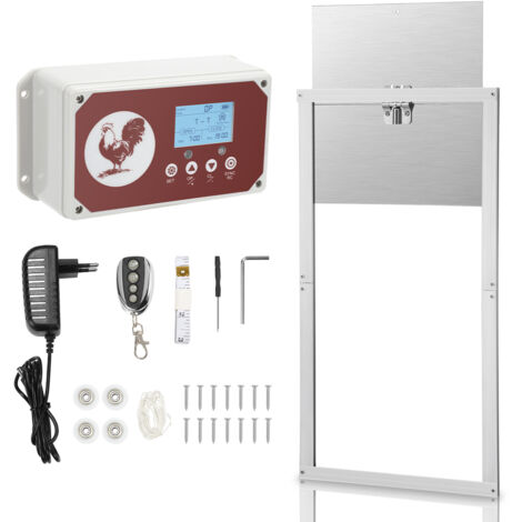Ouvre-porte Automatique Pour Poulailler Avec Minuterie Et Télécommande - IP55 étanche - Alimentation Piles Ou Solaire - Porte Jusqu'à 3 Kg