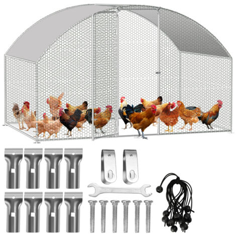Poulailler Galvanisé 3x2x2m – Avec Toit Pare‑soleil Et Porte – Pour Poules, Lapins, Petits Animaux | Enclos Extérieur Résistant