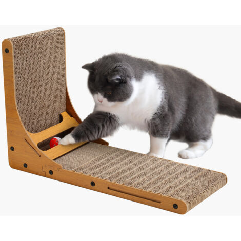 Planche à Griffoir Pour Chat - Avec 2 Billes Clochettes - 33x33 Cm - Carton Robuste - 3