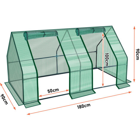 VOUNOT® Serre De Jardin En Toutes Saisons Abri D'hivernage Murale Adossée Pour Légumes Plantes Fleurs Serre Adossée Avec Bâche PE 135g/m2 Pour Balcon Terrasse Jardin 200x100x180cm Vert