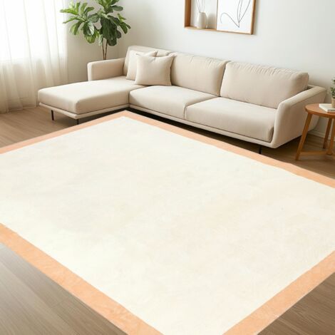 Tapis De Salon Motifs géométriques Tapis Lavable en Machine avec Support Antidérapant, Beige 160x230cm