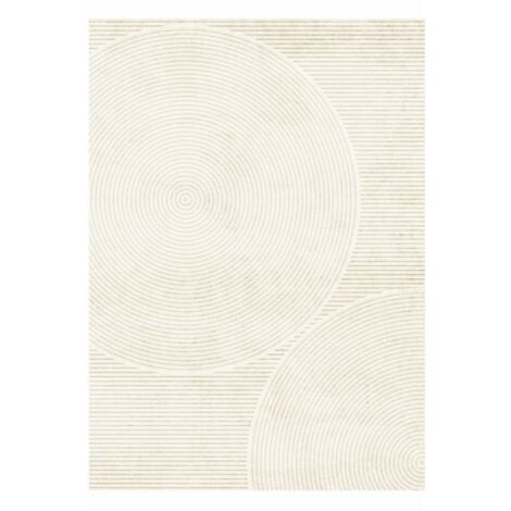 Tapis De Salon Motifs géométriques Tapis Lavable en Machine avec Support Antidérapant, Beige 120x170cm