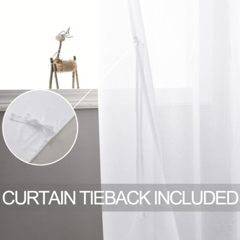 Lot de 2 Rideaux Voilages Blanc pour Salon Chambre  140 cm x 240cm