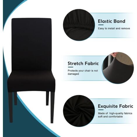 Housse de chaise Noir hauteur 60-75cm 6Pcs