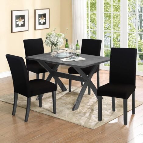 Housse de chaise Noir hauteur 60-75cm 6Pcs