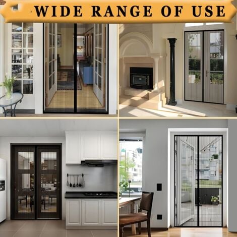 Moustiquaire pour porte Magnétique Fermeture Automatique Noir 90 x 210CM