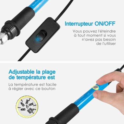Lötkolben-Lötset, 60 W, 220 V, einstellbare Temperatur, mit 5 Lötköpfen, Lötkolbenständer, Zinndraht