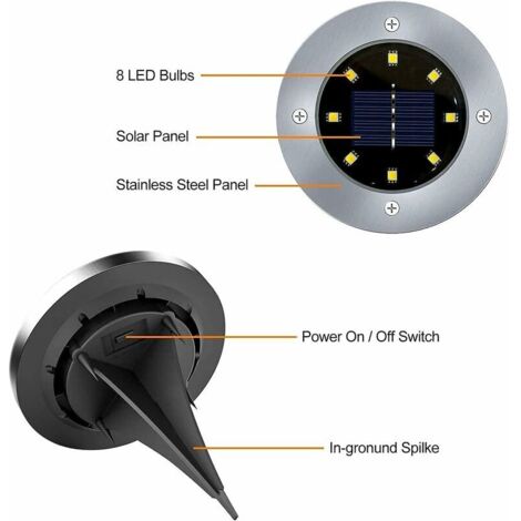 12 Stück Solarlampen Für Den Garten - IP65 Wasserdicht, 8 LEDs, Automatisch Ein-/ausschaltend