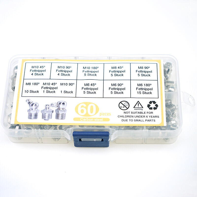 Kit 60 Graisseurs M6 M8 M10 - Angles 45° 90° 180° - Pour Lubrification Mécanique - Avec Boîte