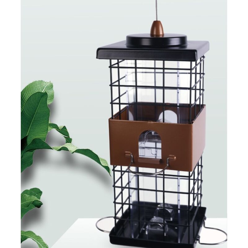 Mangeoire à Oiseaux Anti-écureuils En Métal Grillagé - 29x6.5x6.5 Cm - Pour Clôture, Jardin - Design Transparent