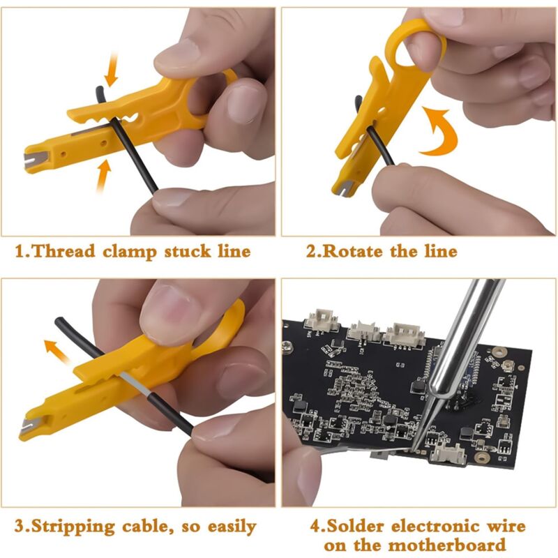Kit Fer à Souder 60W WUSJCOF - Avec Mode Veille Auto, 5 Pointes, étain, Support - Pour électronique, DIY, Réparations - Bleu - 10