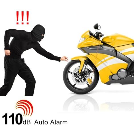 Bloc Disque Alarme Antivol Moto Bloque Disque Scooter Disc Lock avec Alarme de 110db,2Clés,1.5m Câble Antivol,1 Sac de Bloc Disque Alarme pour Moto/Vélo/Scooter (Jaune)