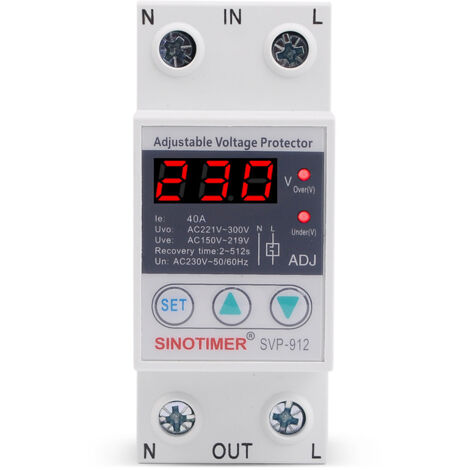 Régulateur De Tension 230v,Relais De Protection De Tension,230 V Sous Protection Contre Les Surtensions Relais De Protection De Récupération Réglable Voltmètre Svp-912(63a)