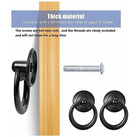 10 Pcs Noir Poignée d'Armoire Metal Bouton de Porte Tiroir Bague Poignée de Traction Classique Poignee de Meuble Rond Bouton de Meuble Poignées de Tirage avec Vis pour Armoire Placard Commode