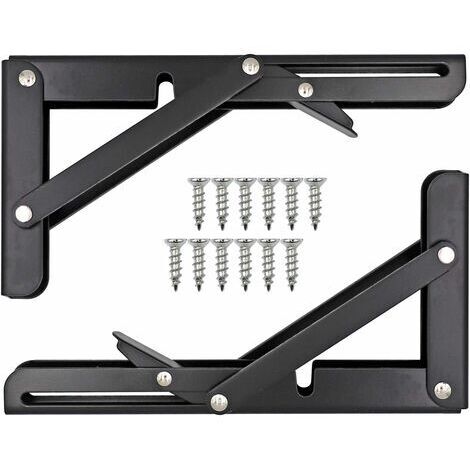 Houhence – Équerre de fixation pliable en acier inoxydable – Charge lourde – Dimensions 20,5 x 10,8 cm – Pour étagères et établis