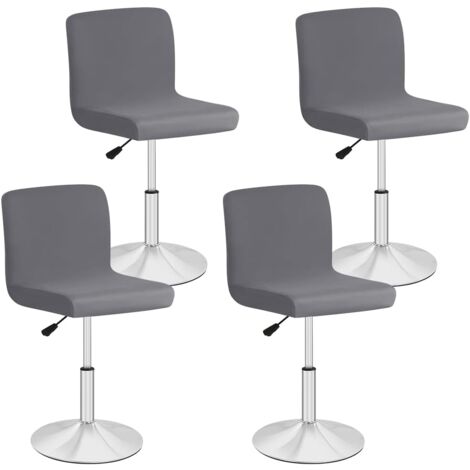 PICCOCASA Housse De Chaise De Bar 4pcs Gris - Tabouret Imperméable PU Cuir Élastique Salle à Manger