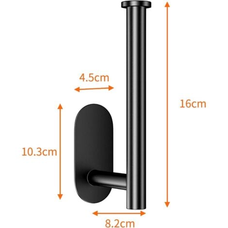 Porte Papier Toilette, Porte Rouleau Papier Toilette Mural, Support Papier Toilette sans Perçage, Acier Inoxydable Auto-adhésif 3M Porte Rouleau Toilette pour Cuisine et Salle de Bain, Noir