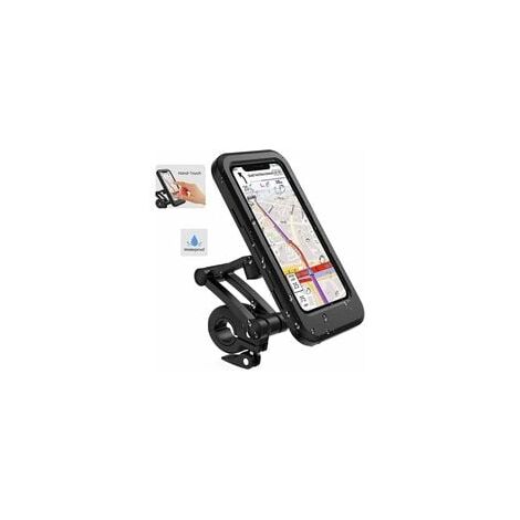 Support Telephone Moto Etanche 360° Rotation Support Smartphone Moto Anti Vibration Support Téléphone Scooter avec Ecran Tactile Porte Moto Retroviseur pour Téléphone Jusqu'à