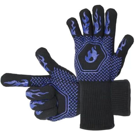 Houhence – Gants anti-chaleur jusqu'à 800 °C – Silicone et fibre aramide – Design ergonomique à cinq doigts – Surface antidérapante