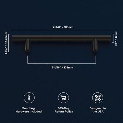 Lot de 15 Poignee de meuble Cuisine 188mm Poignee Porte Cuisine NoirePoignée Meuble Noir Poignée Cuisine Entraxe 188mm avec Finition Mate en Acier Inoxydable