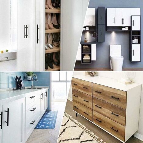 Lot de 15 Poignee de meuble Cuisine 188mm Poignee Porte Cuisine NoirePoignée Meuble Noir Poignée Cuisine Entraxe 188mm avec Finition Mate en Acier Inoxydable