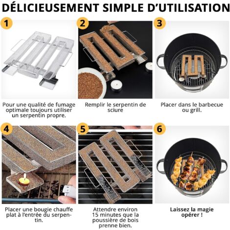 Générateur Fumée Froide Forme M Acier Inox - Jusqu'à 12h - Pour Grillade Barbecue Fumaison Alimentaire