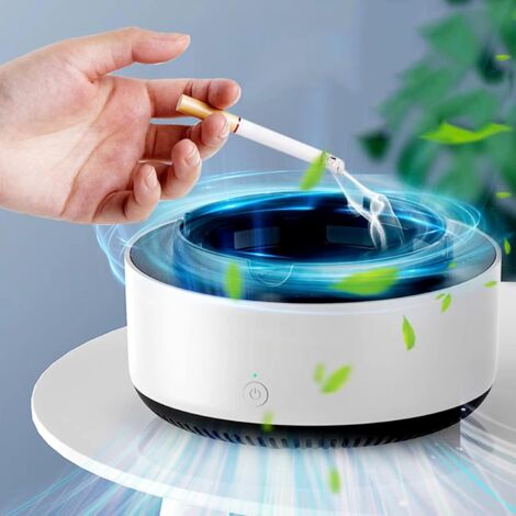 Cendrier purificateur d'air 2 en 1 multifonctionnel sans fumée avec filtre, cendriers pour cigarettes pour la maison, l'intérieur, la voiture, le bureau (blanc)