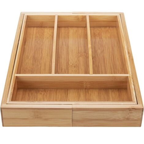 Range-Couverts organiseur de Tiroir de Cuisine en bois HxlxP : 5 x 39 x 36 cm Extensible en bambou