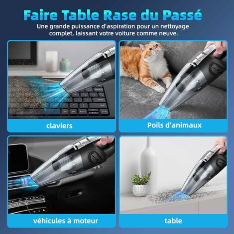 Aspirateur à Main, 120W Portable Mini Aspirateur Voiture sans Fil, Multifonctionnel Aspirateur Voiture Puissant avec Filtre Lavable pour Canapé Maison Voiture Bureau Table