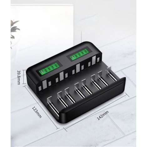 Chargeur de Piles Universel LCD, Chargeur de Piles Rechargeables pour AA/HR6, AAA/HR3, C/HR14, D/HR20 Ni-MH NiCD avec Entrée Type C Micro USB, Chargeur 9008 avec Technologie Détection de Piles